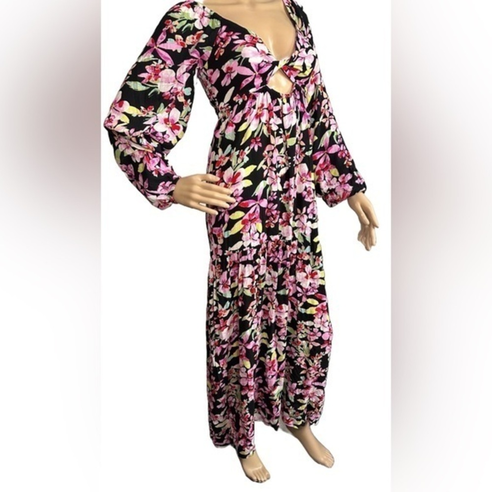 NEW ROXY On Holiday Floral Print Anthracite New Life Maxi Dress Size XL NWT - Picture 1 of 4